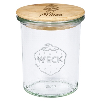 Bild Set Minze: Holzdeckel & WECK Sturzglas 160ml