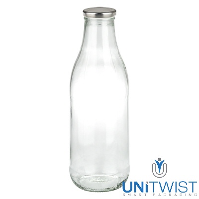 Bild 1000ml Glasflasche + BasicSeal Deckel silber UNiTWIST