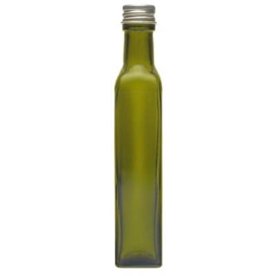 Bild 750ml eckige Flasche grün, silberner Verschluss