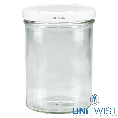 Bild 435ml Sturzglas mit BioSeal Deckel weiss UNiTWIST